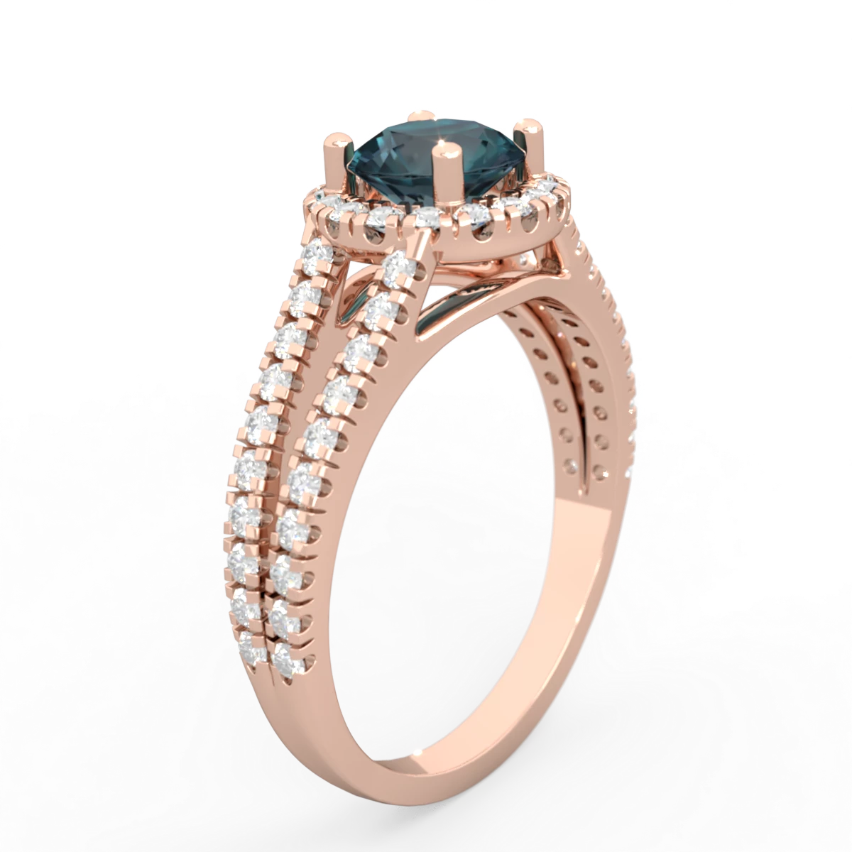 Alexandrite Pave Halo 14K Rose Gold ring R5490