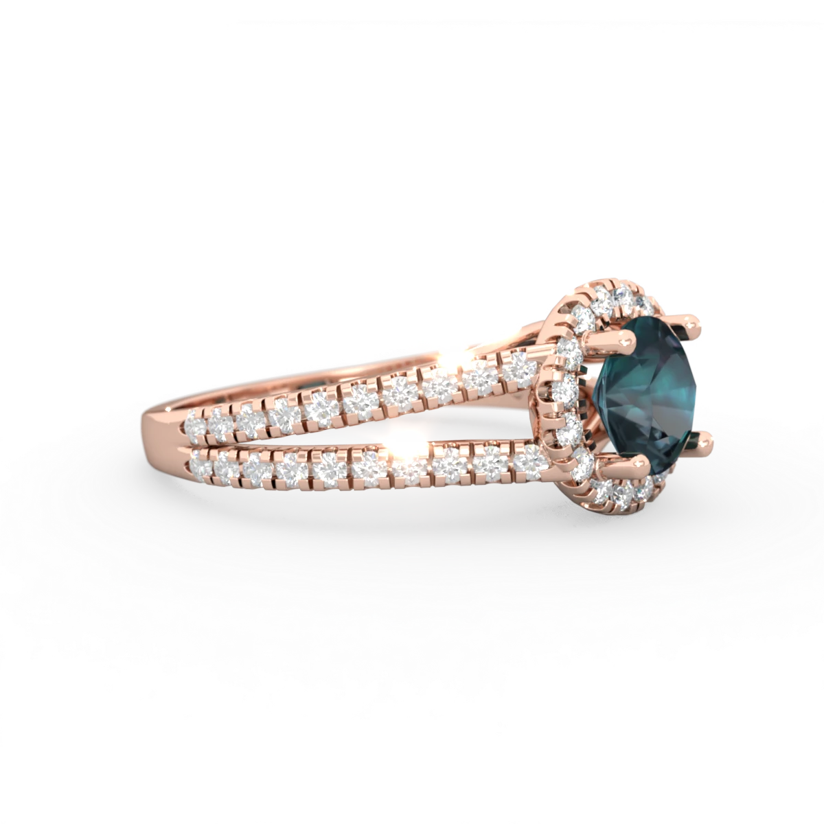 Alexandrite Pave Halo 14K Rose Gold ring R5490