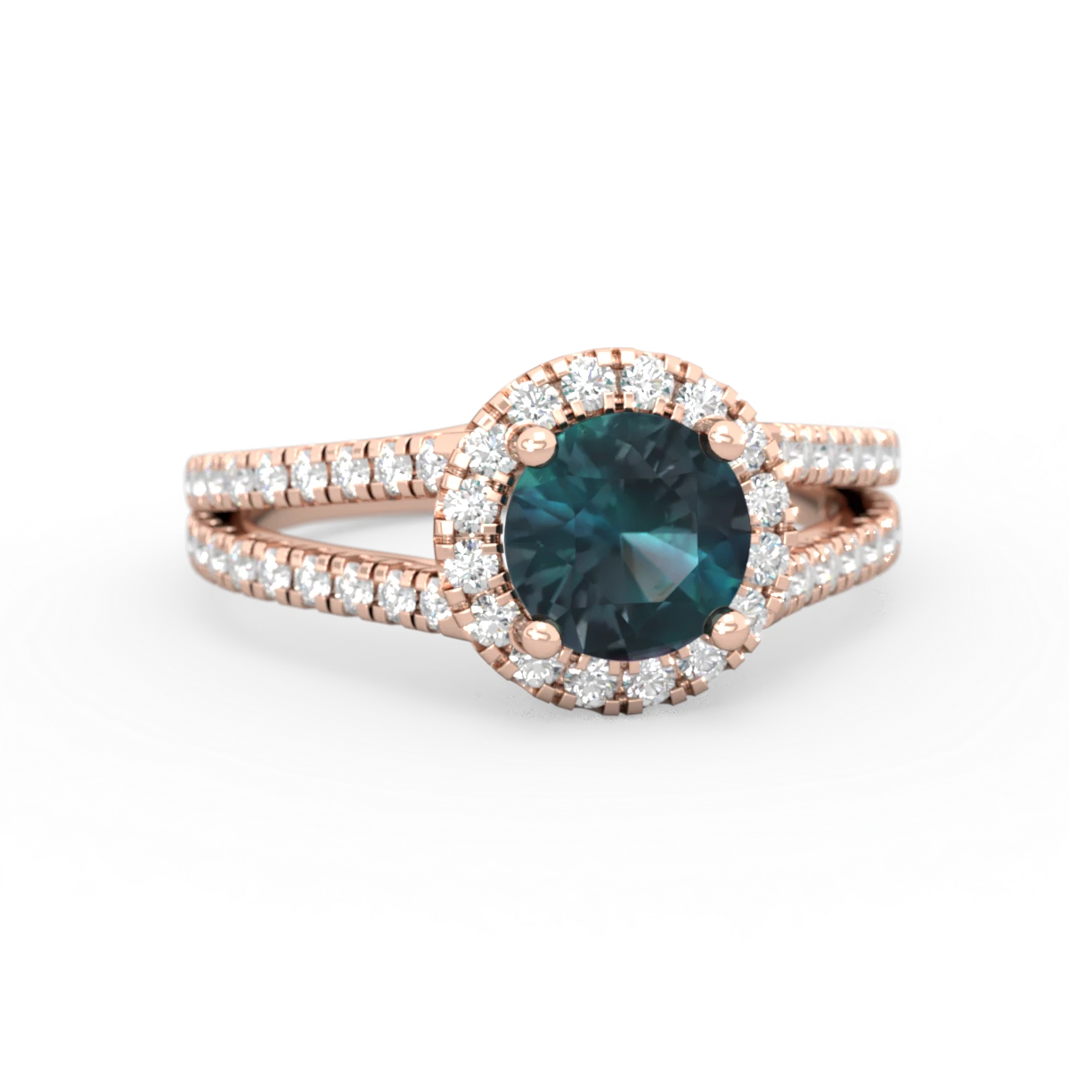 Alexandrite Pave Halo 14K Rose Gold ring R5490