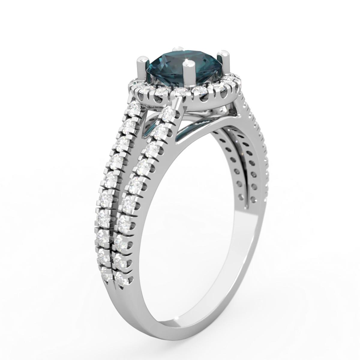 Alexandrite Pave Halo 14K White Gold ring R5490