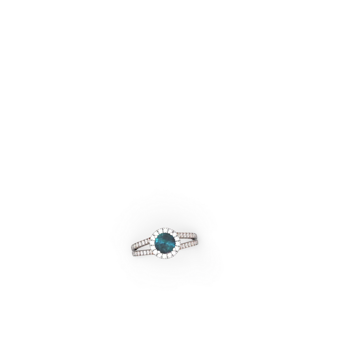 Alexandrite Pave Halo 14K White Gold ring R5490