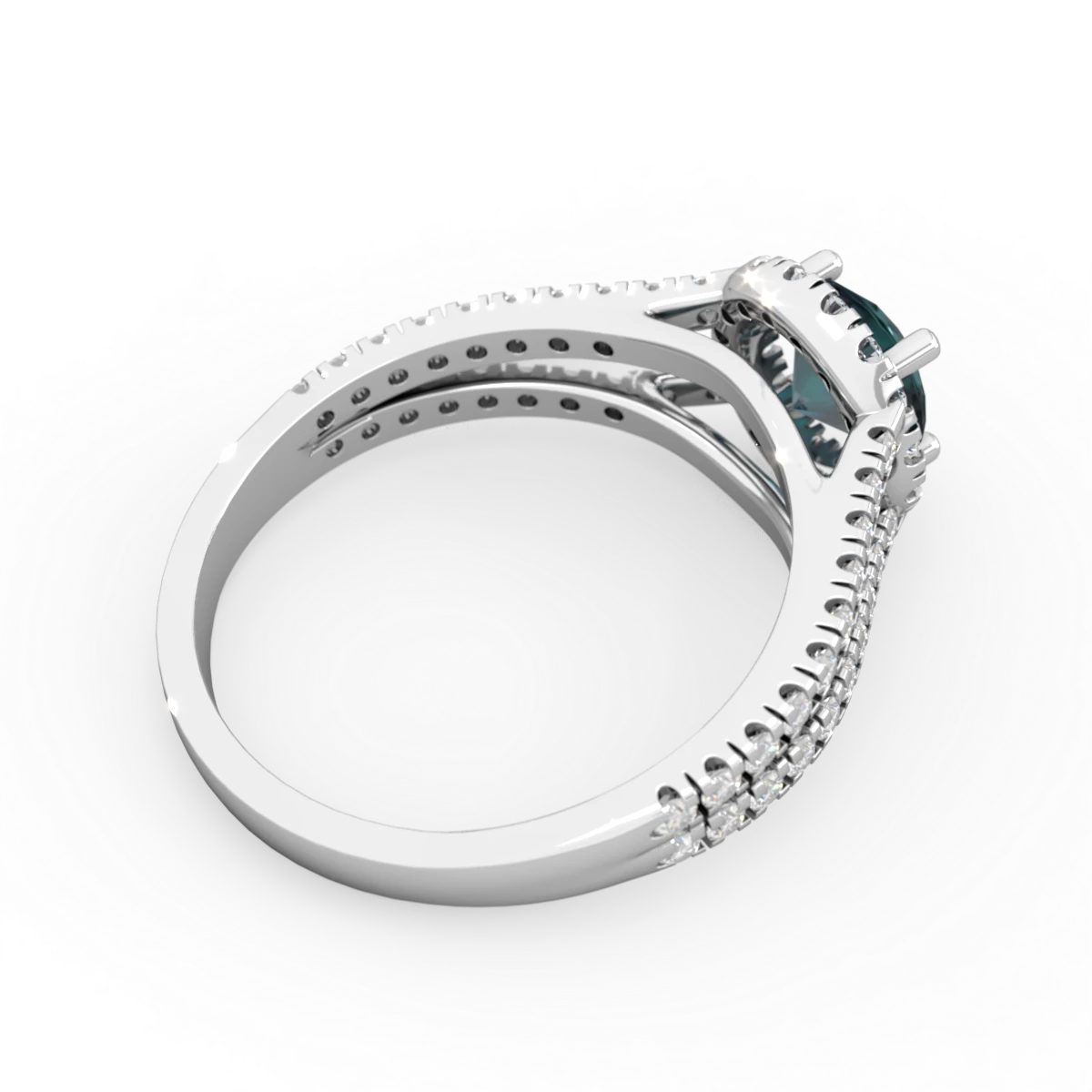 Alexandrite Pave Halo 14K White Gold ring R5490