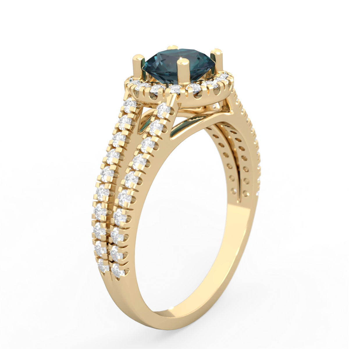 Alexandrite Pave Halo 14K Yellow Gold ring R5490