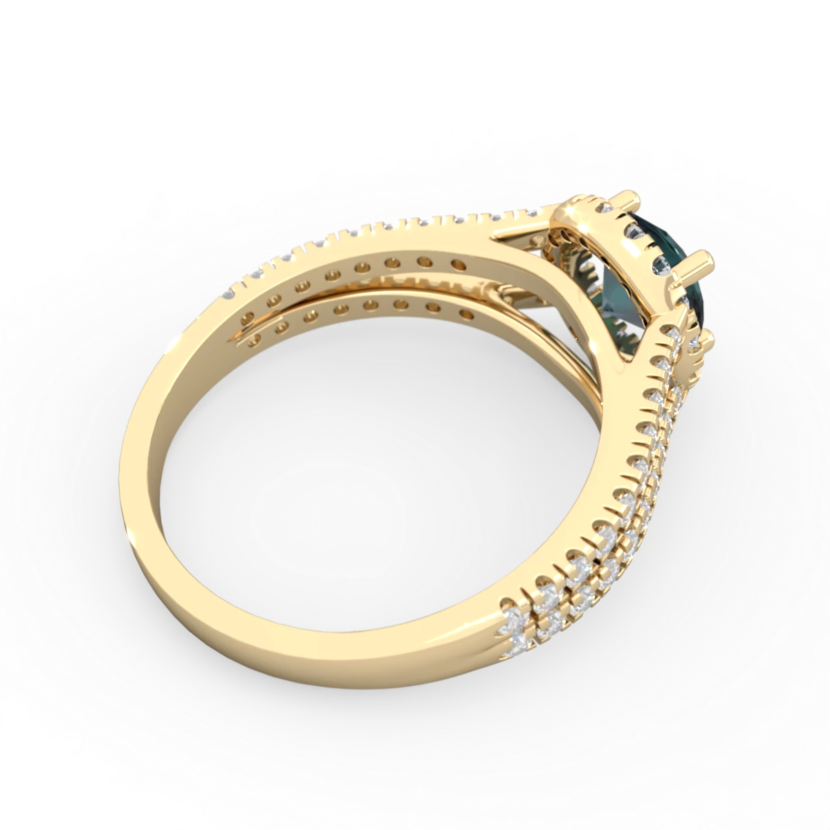 Alexandrite Pave Halo 14K Yellow Gold ring R5490