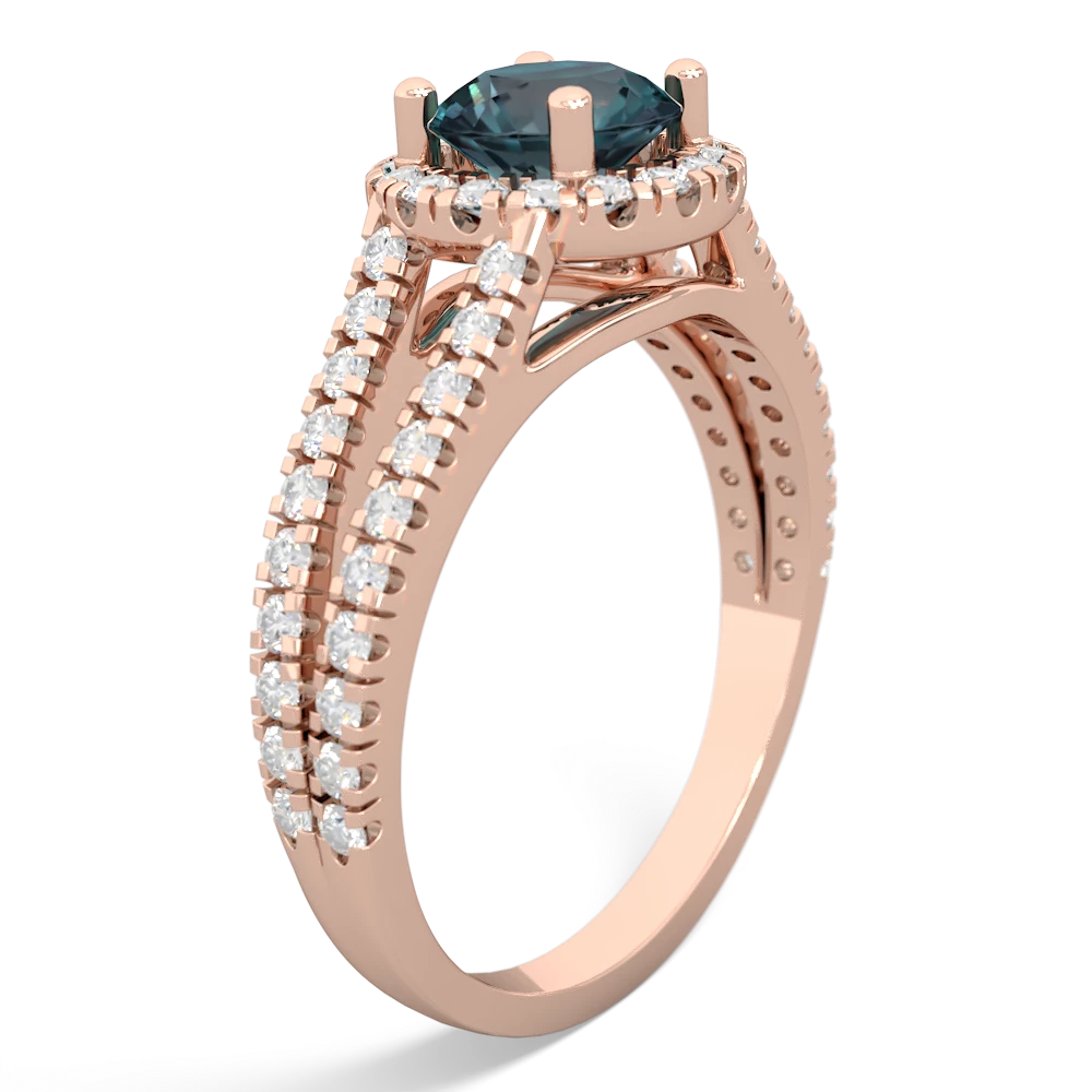 Alexandrite Pave Halo 14K Rose Gold ring R5490