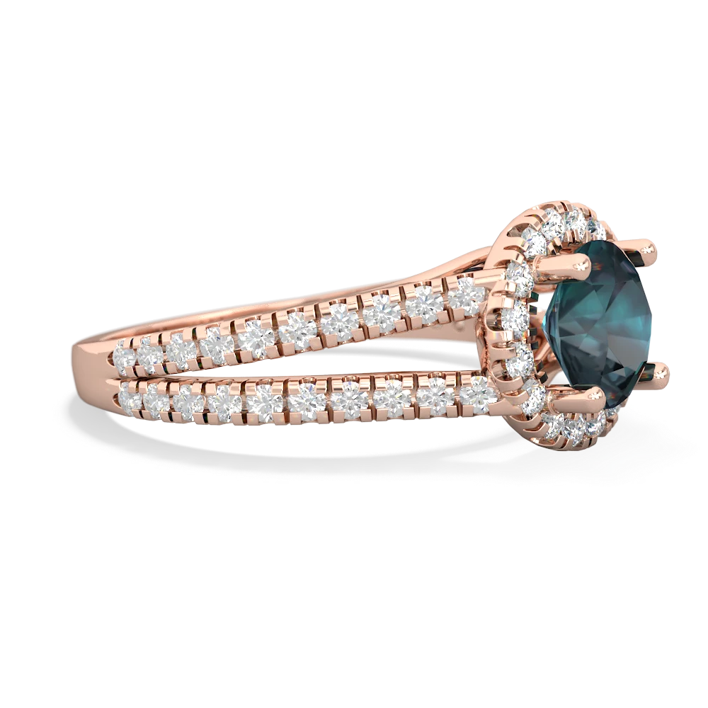 Alexandrite Pave Halo 14K Rose Gold ring R5490