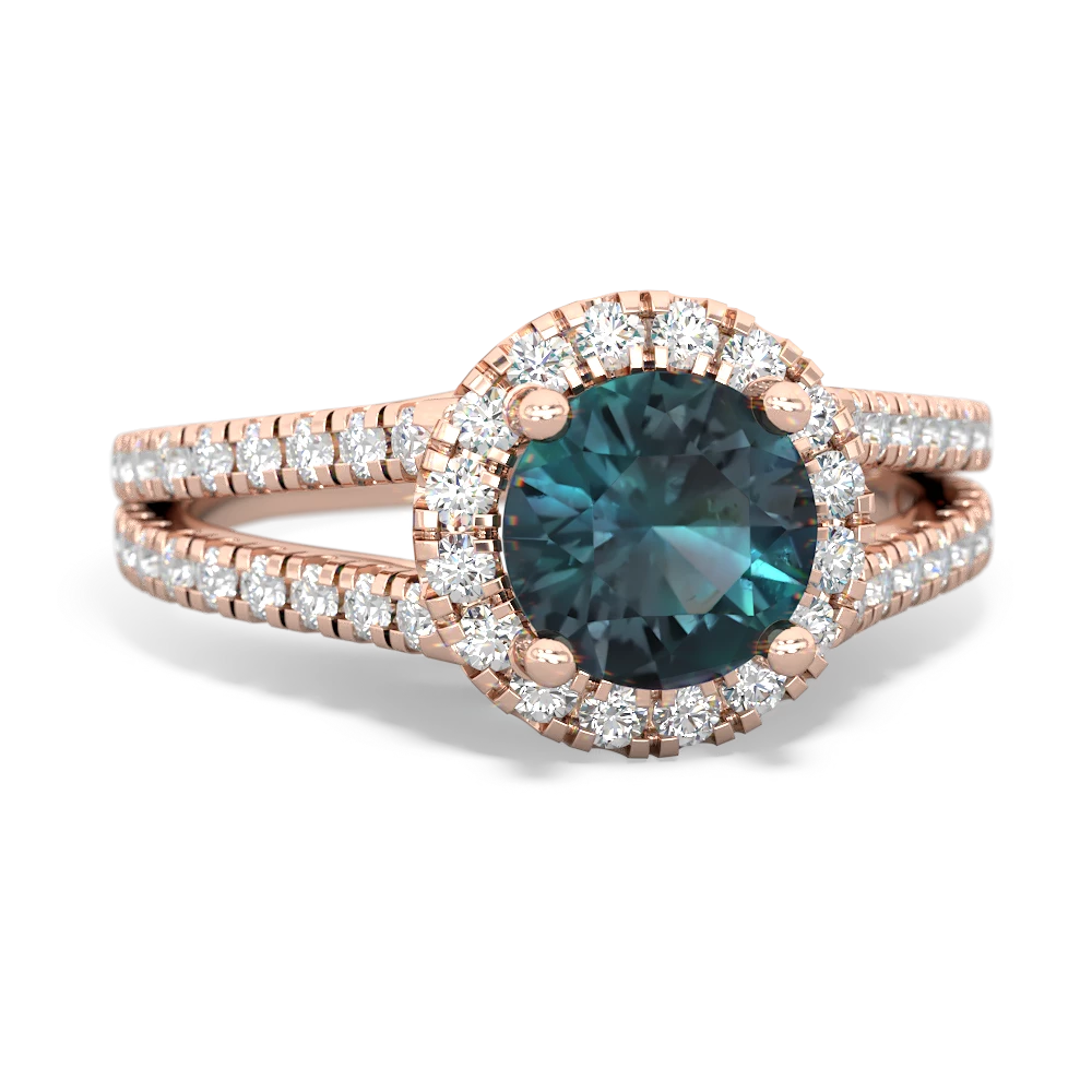 Alexandrite Pave Halo 14K Rose Gold ring R5490