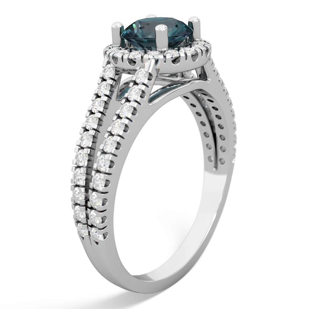 Alexandrite Pave Halo 14K White Gold ring R5490