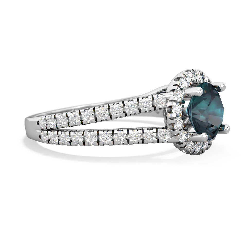 Alexandrite Pave Halo 14K White Gold ring R5490