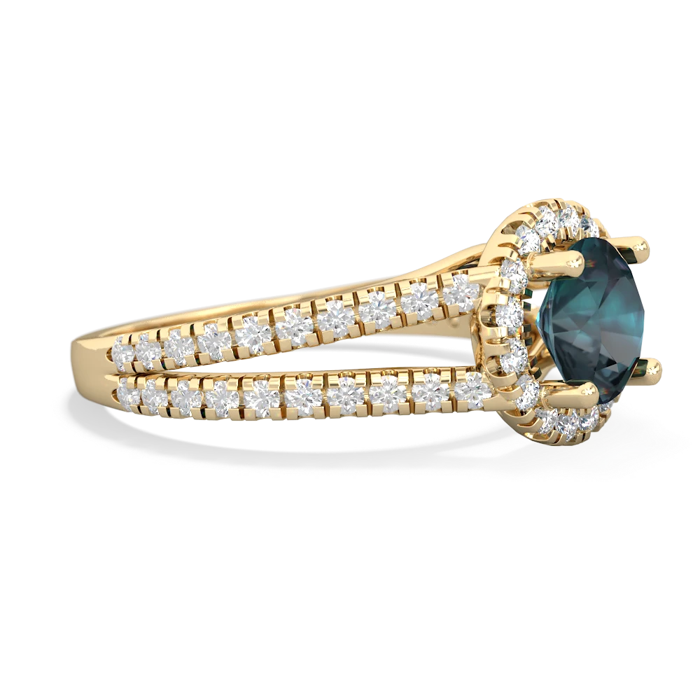 Alexandrite Pave Halo 14K Yellow Gold ring R5490