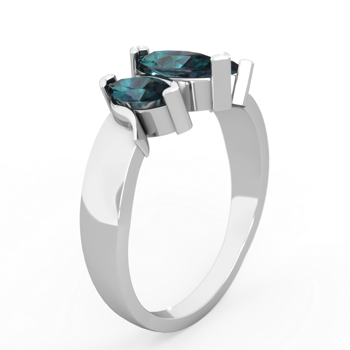 Alexandrite Three Peeks 14K White Gold ring R2433