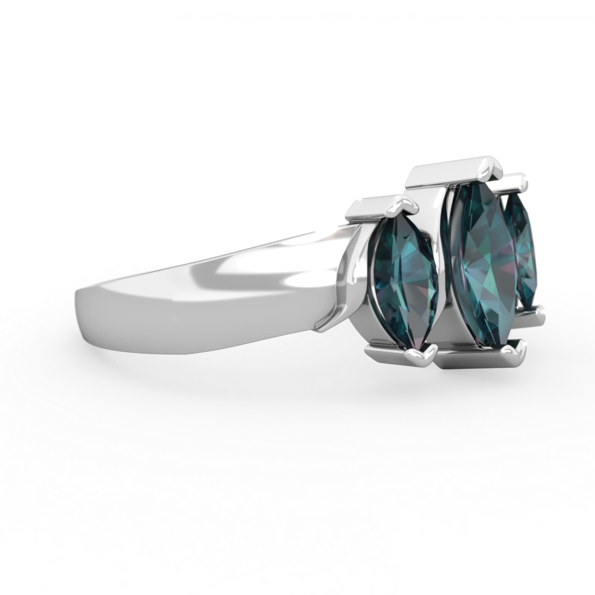 Alexandrite Three Peeks 14K White Gold ring R2433