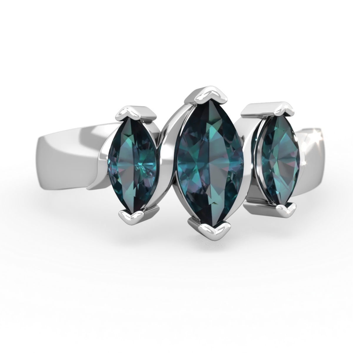 Alexandrite Three Peeks 14K White Gold ring R2433