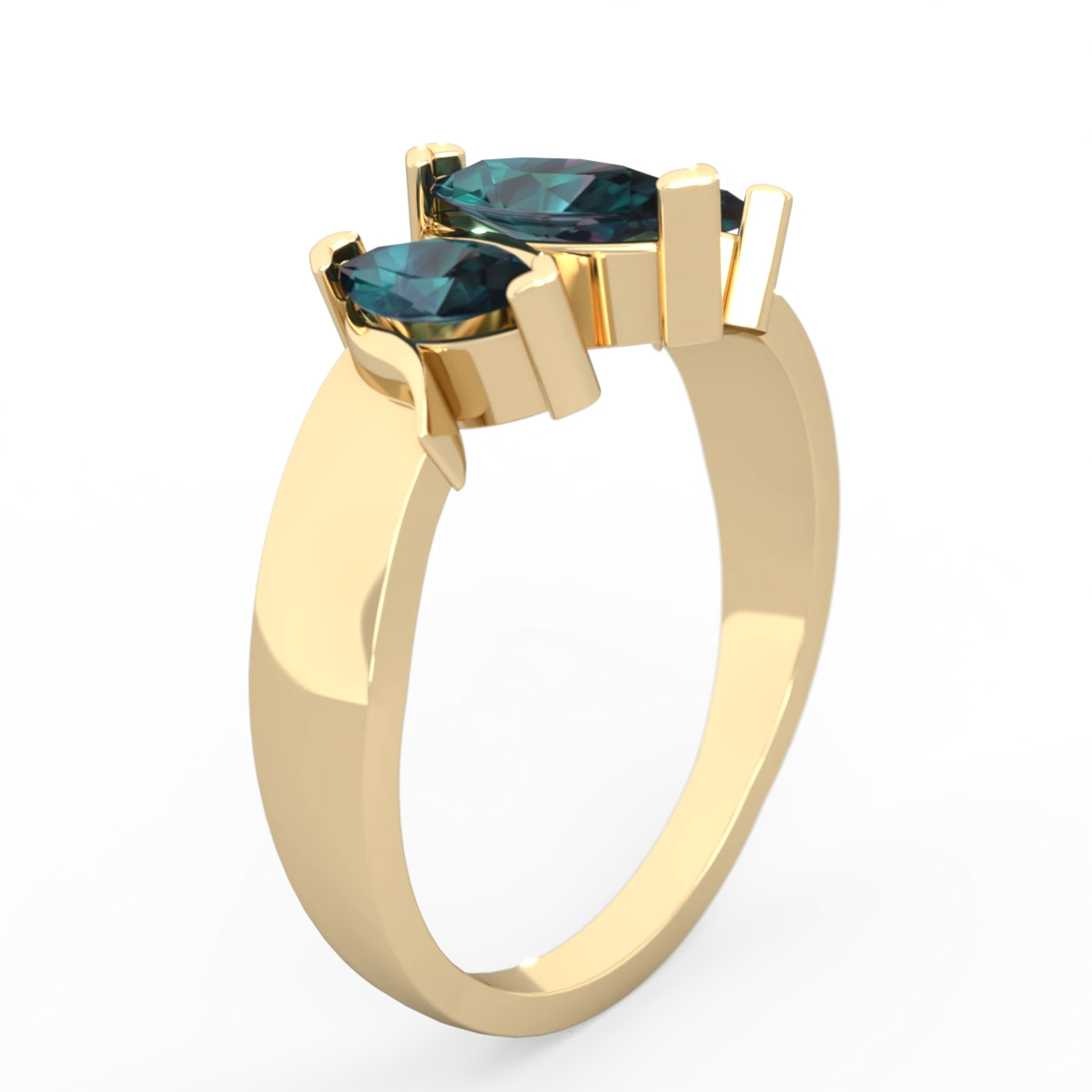 Alexandrite Three Peeks 14K Yellow Gold ring R2433