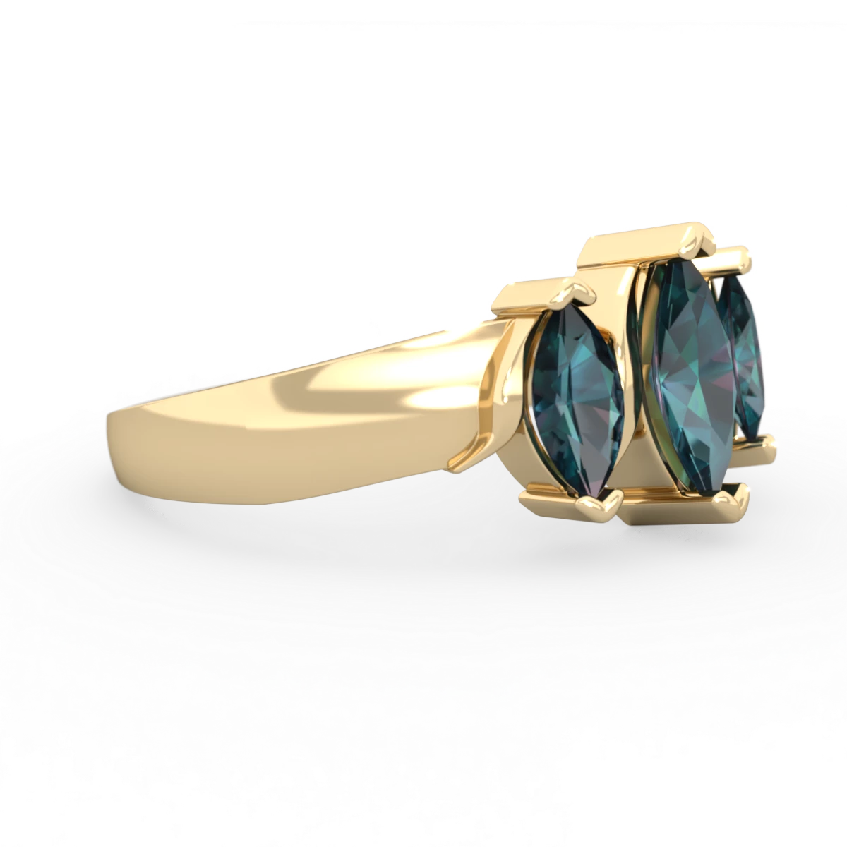 Alexandrite Three Peeks 14K Yellow Gold ring R2433
