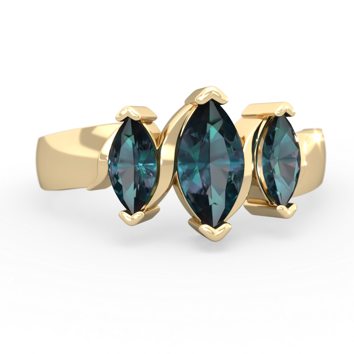 Alexandrite Three Peeks 14K Yellow Gold ring R2433