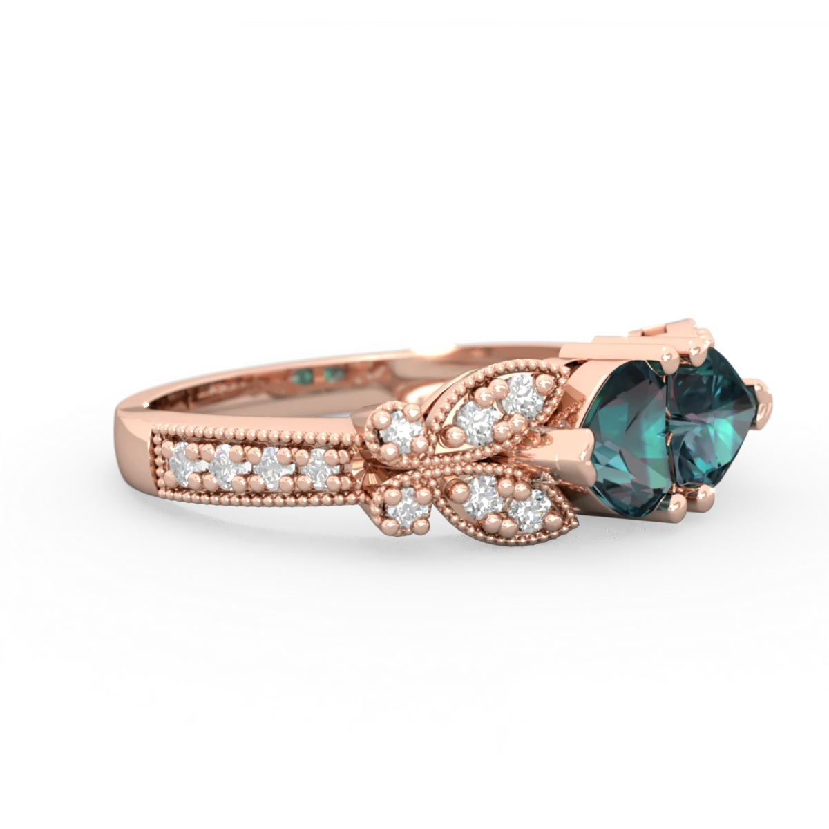 Alexandrite Diamond Butterflies 14K Rose Gold ring R5601