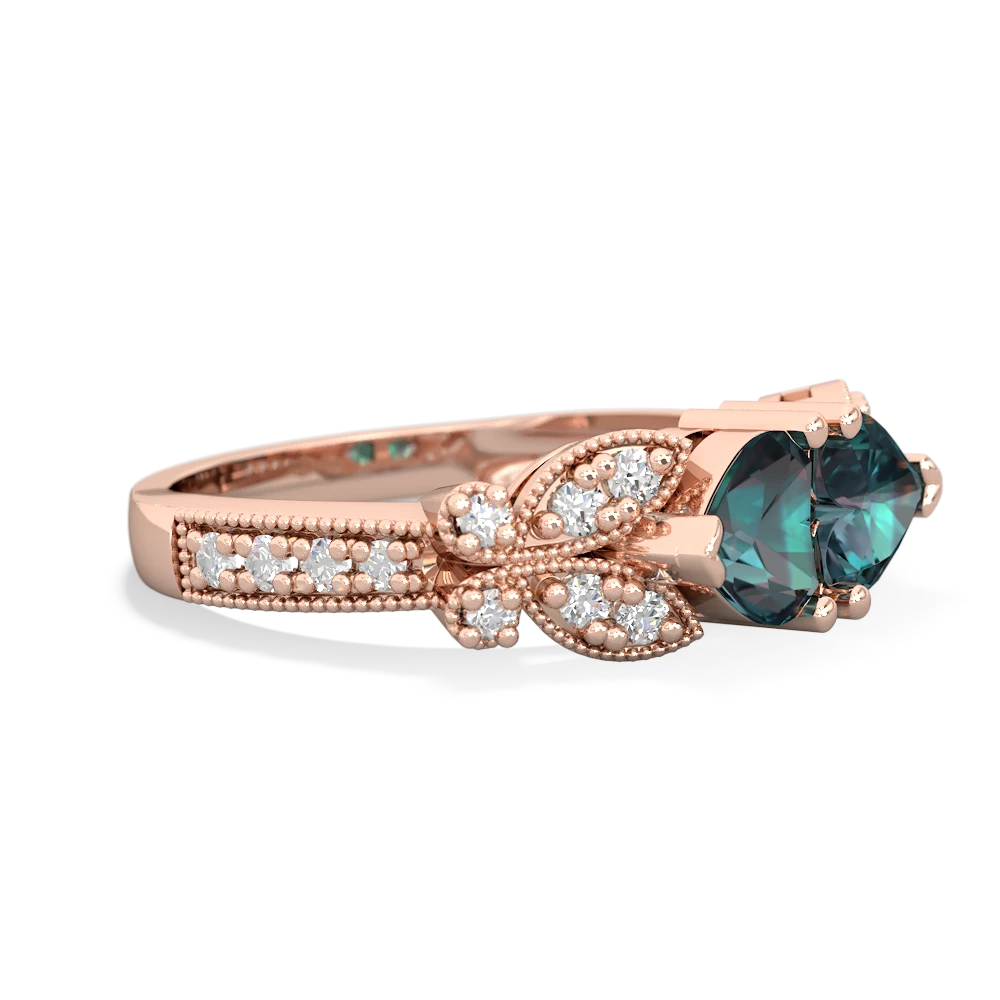 Alexandrite Diamond Butterflies 14K Rose Gold ring R5601