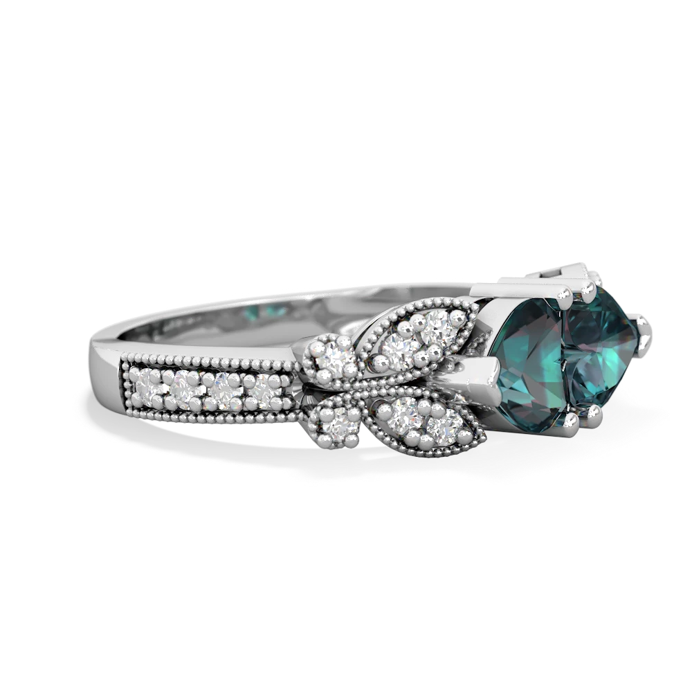 Alexandrite Diamond Butterflies 14K White Gold ring R5601