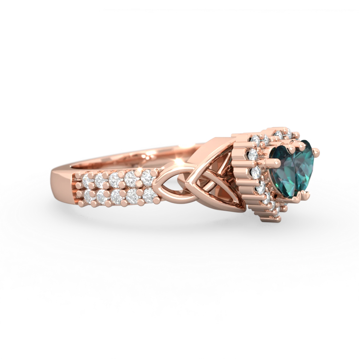 Alexandrite Celtic Knot Two Hearts As One 14K Rose Gold ring R2644HRT