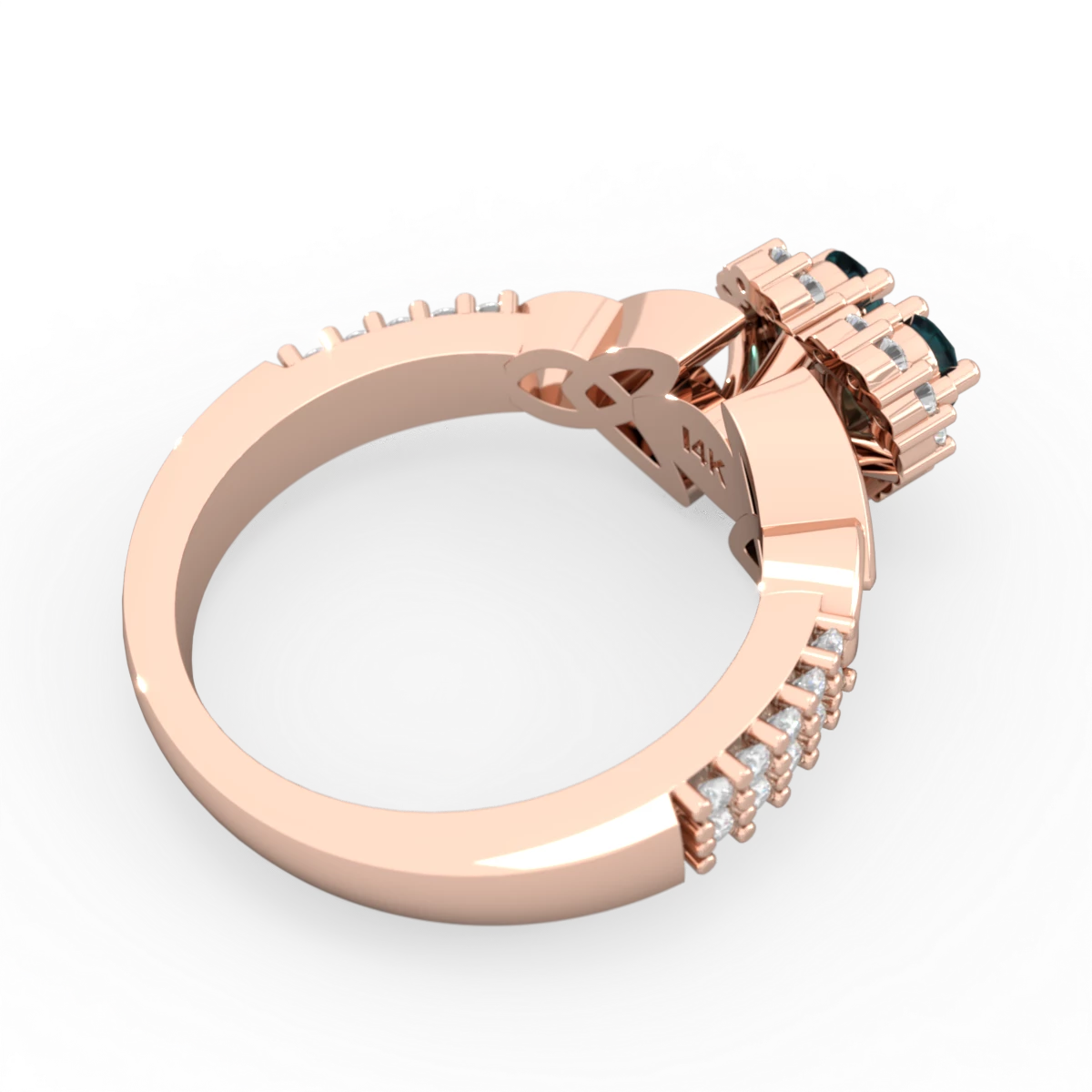 Alexandrite Celtic Knot Two Hearts As One 14K Rose Gold ring R2644HRT