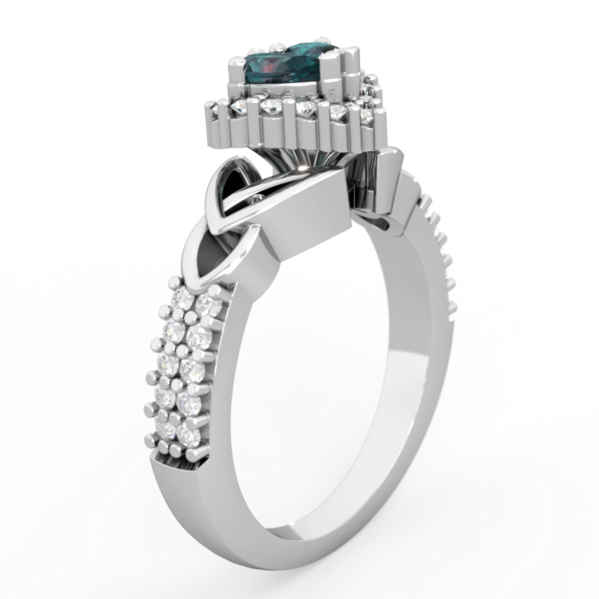 Alexandrite Celtic Knot Two Hearts As One 14K White Gold ring R2644HRT