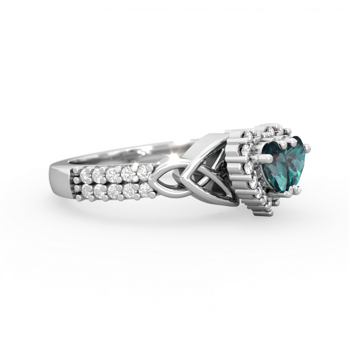 Alexandrite Celtic Knot Two Hearts As One 14K White Gold ring R2644HRT