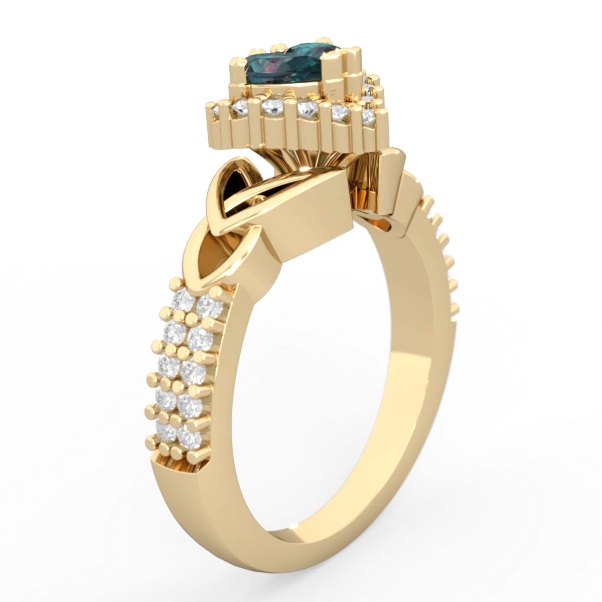 Alexandrite Celtic Knot Two Hearts As One 14K Yellow Gold ring R2644HRT