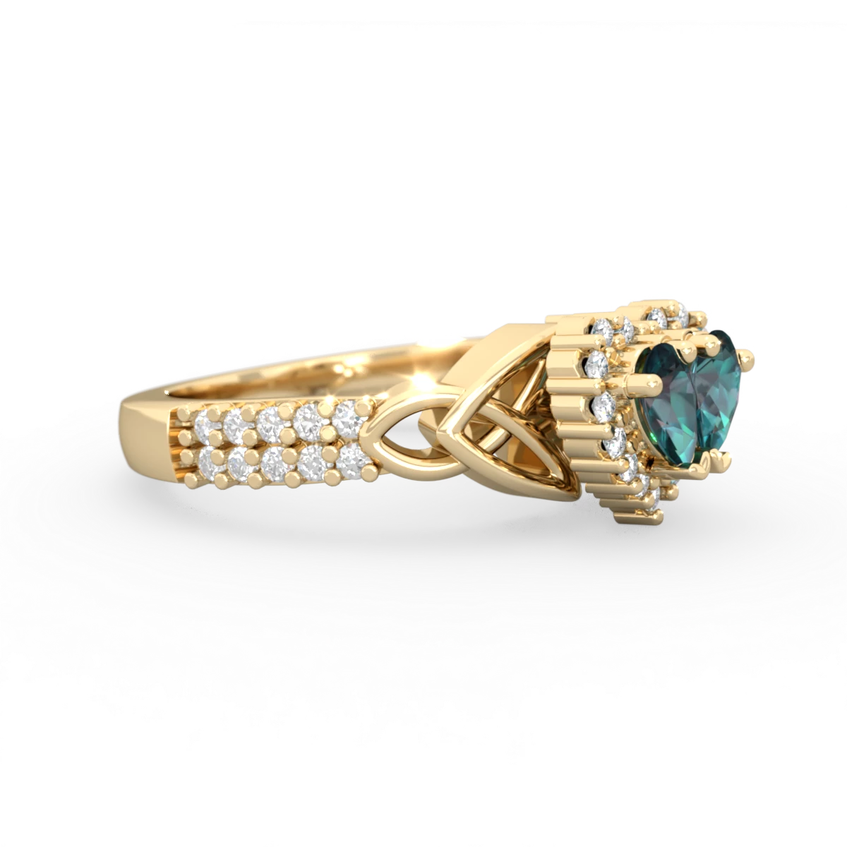 Alexandrite Celtic Knot Two Hearts As One 14K Yellow Gold ring R2644HRT