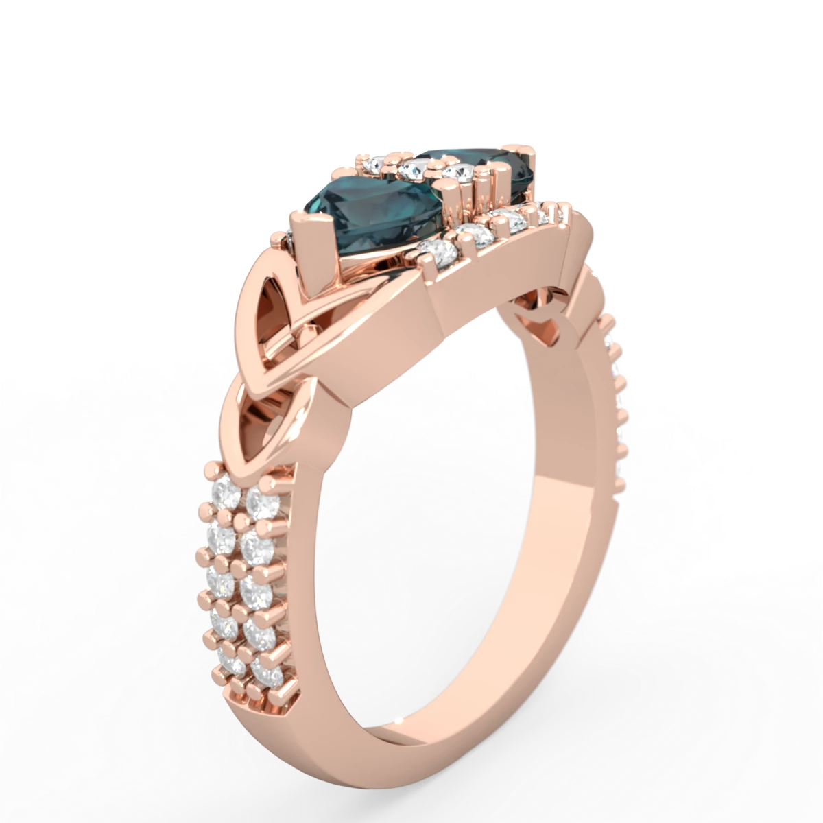 Alexandrite Sparkling Celtic Knot 14K Rose Gold ring R2645