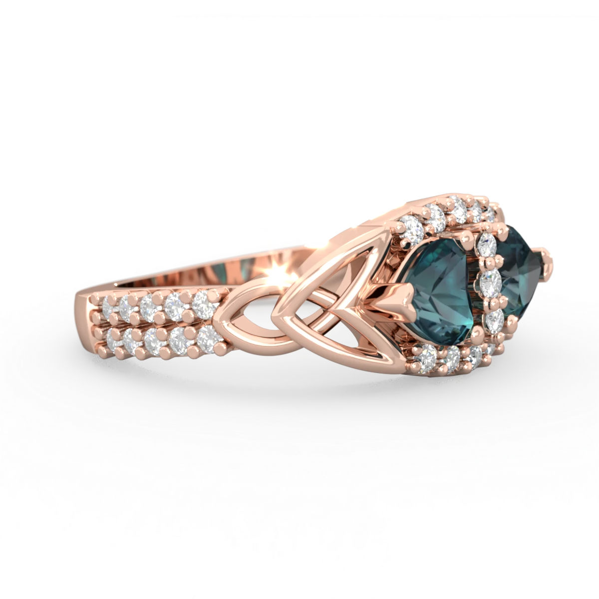 Alexandrite Sparkling Celtic Knot 14K Rose Gold ring R2645