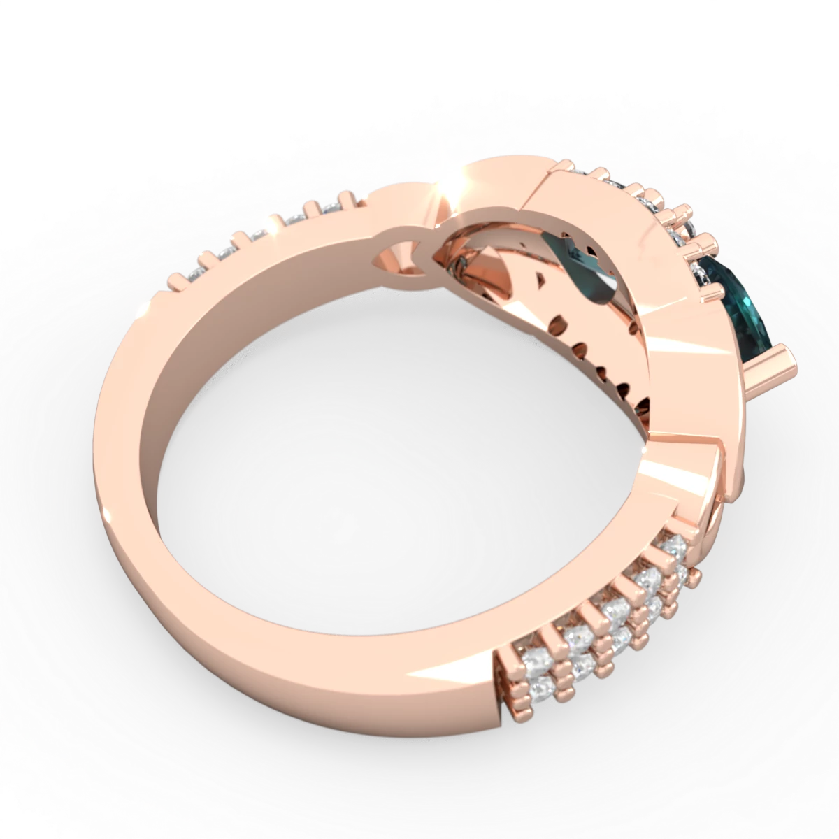 Alexandrite Sparkling Celtic Knot 14K Rose Gold ring R2645