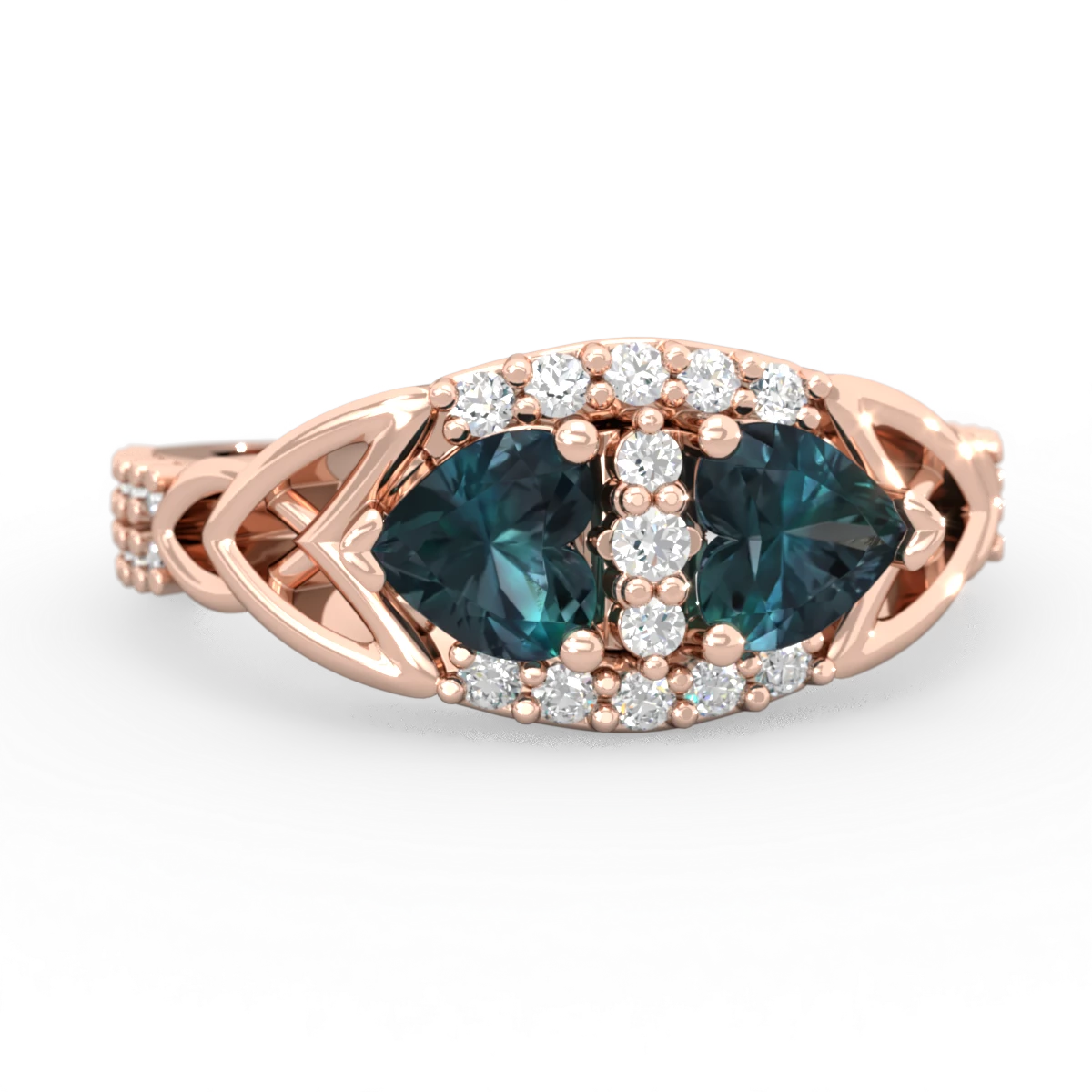 Alexandrite Sparkling Celtic Knot 14K Rose Gold ring R2645