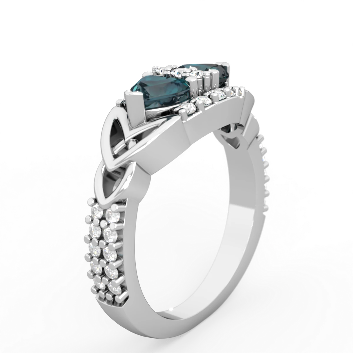 Alexandrite Sparkling Celtic Knot 14K White Gold ring R2645
