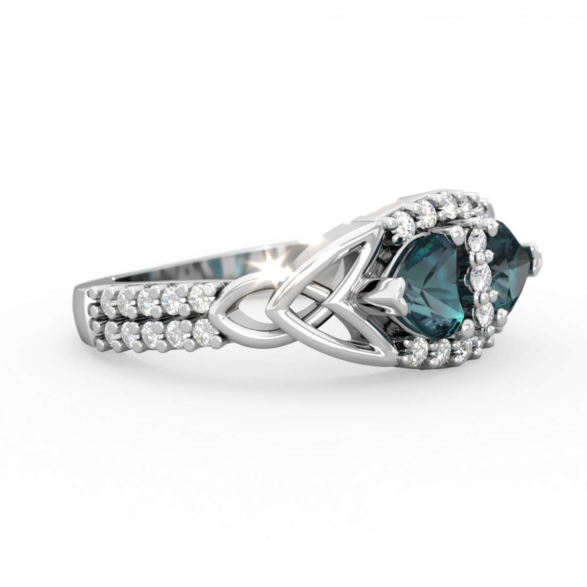 Alexandrite Sparkling Celtic Knot 14K White Gold ring R2645