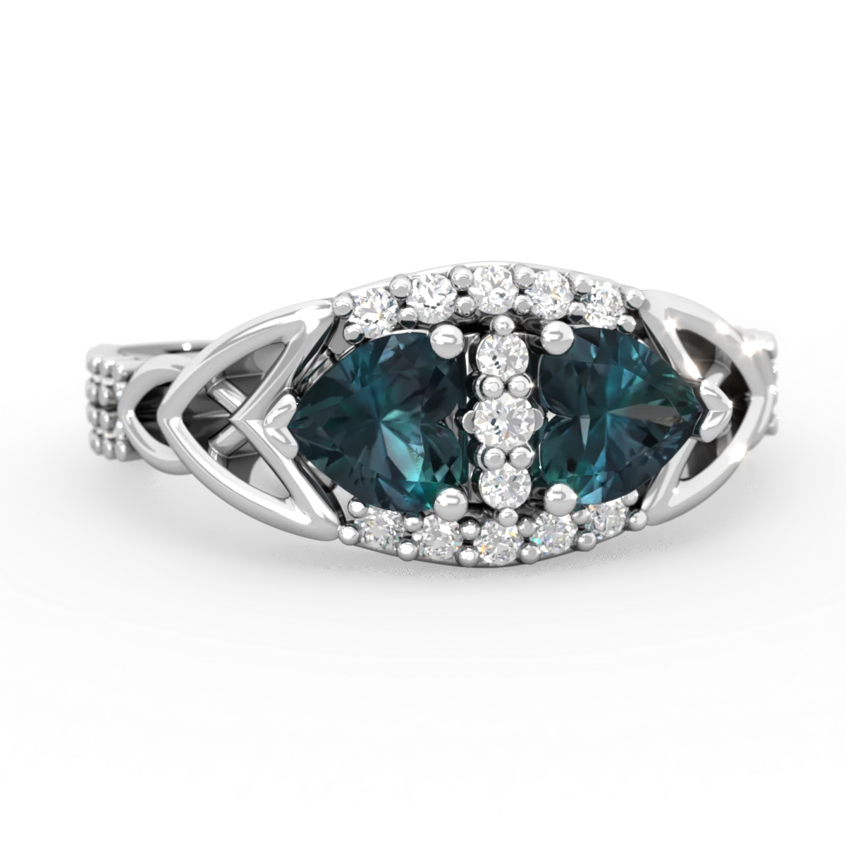 Alexandrite Sparkling Celtic Knot 14K White Gold ring R2645