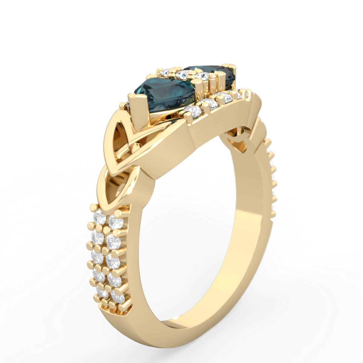 Alexandrite Sparkling Celtic Knot 14K Yellow Gold ring R2645