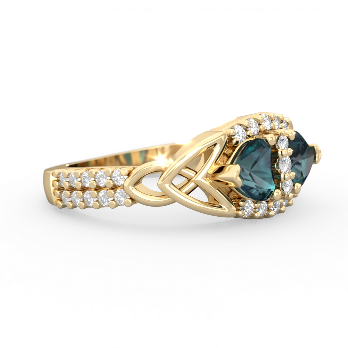 Alexandrite Sparkling Celtic Knot 14K Yellow Gold ring R2645