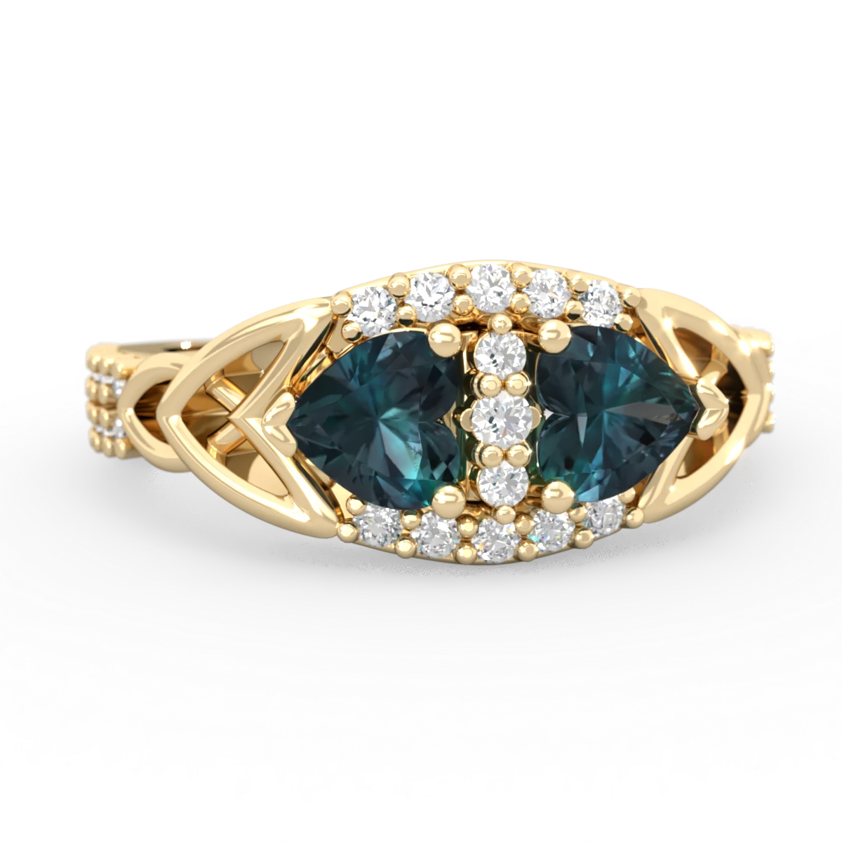 Alexandrite Sparkling Celtic Knot 14K Yellow Gold ring R2645