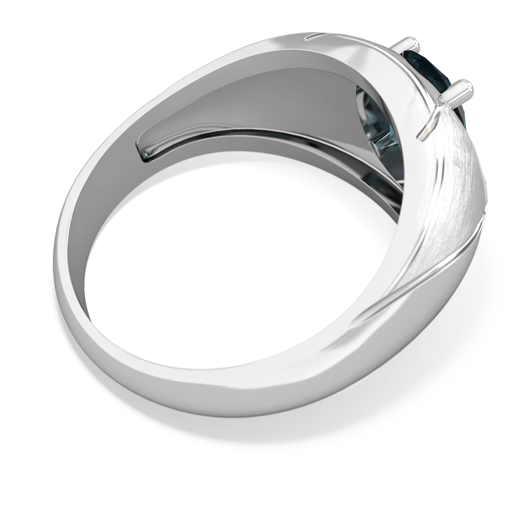Lab Alexandrite Men's 14K White Gold ring R0361 - front view