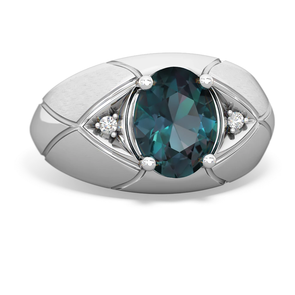 Alexandrite Men's Crossroads 14K White Gold ring R0361