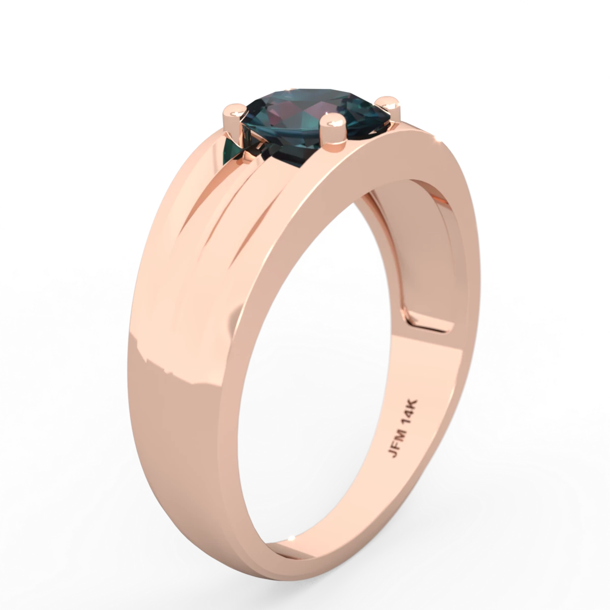 Alexandrite Men's Two Lane 14K Rose Gold ring R0363