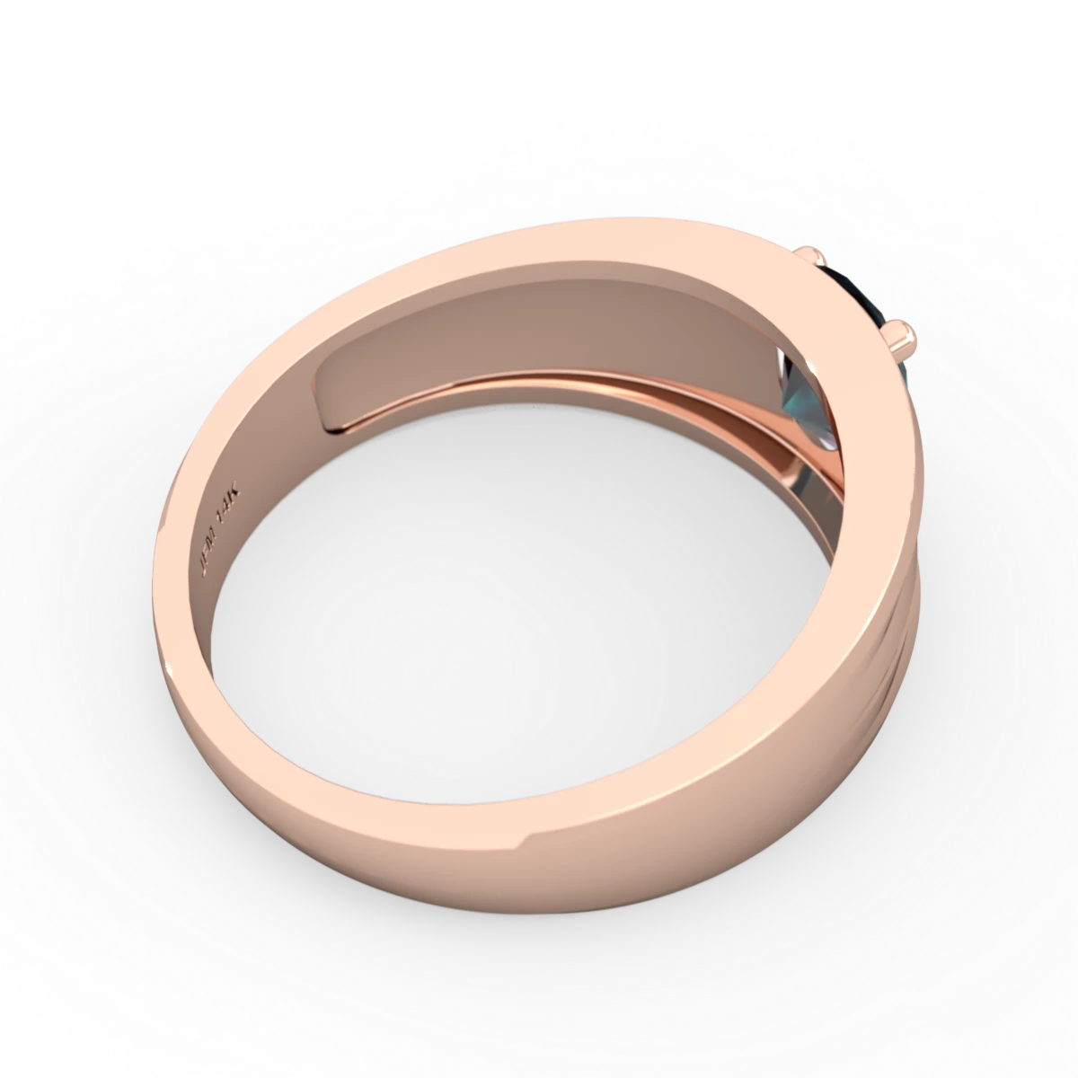 Alexandrite Men's Two Lane 14K Rose Gold ring R0363