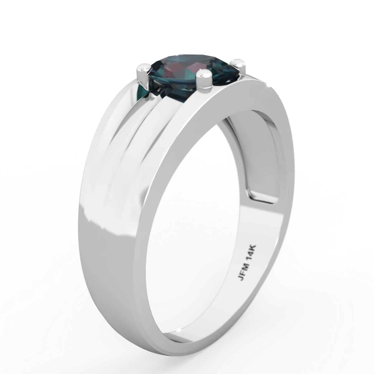 Alexandrite Men's Two Lane 14K White Gold ring R0363