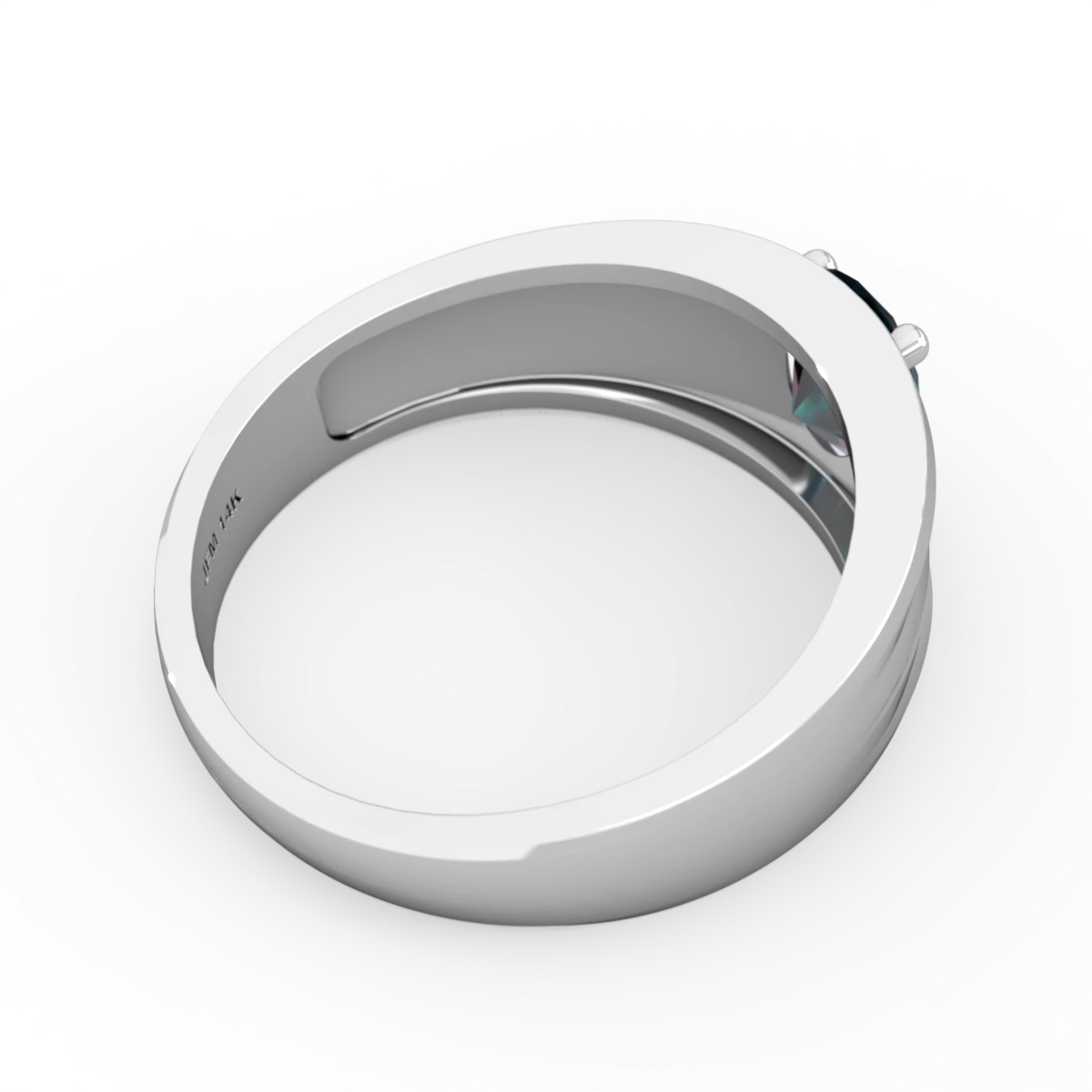 Alexandrite Men's Two Lane 14K White Gold ring R0363