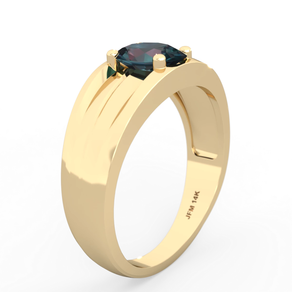 Alexandrite Men's Two Lane 14K Yellow Gold ring R0363