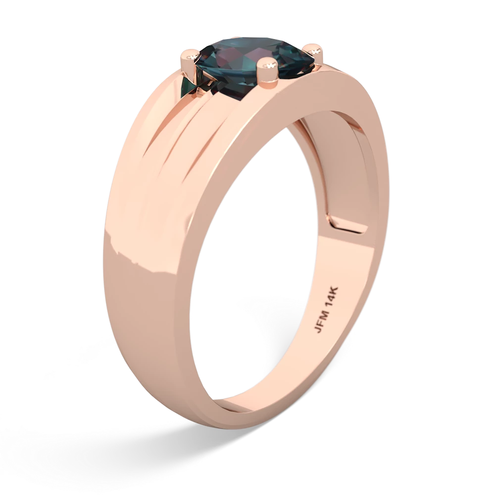 Alexandrite Men's Two Lane 14K Rose Gold ring R0363