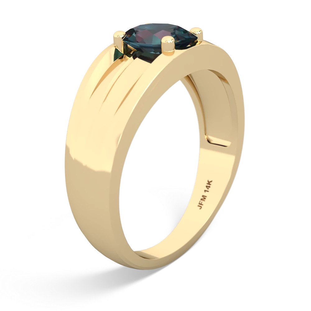 Alexandrite Men's Two Lane 14K Yellow Gold ring R0363