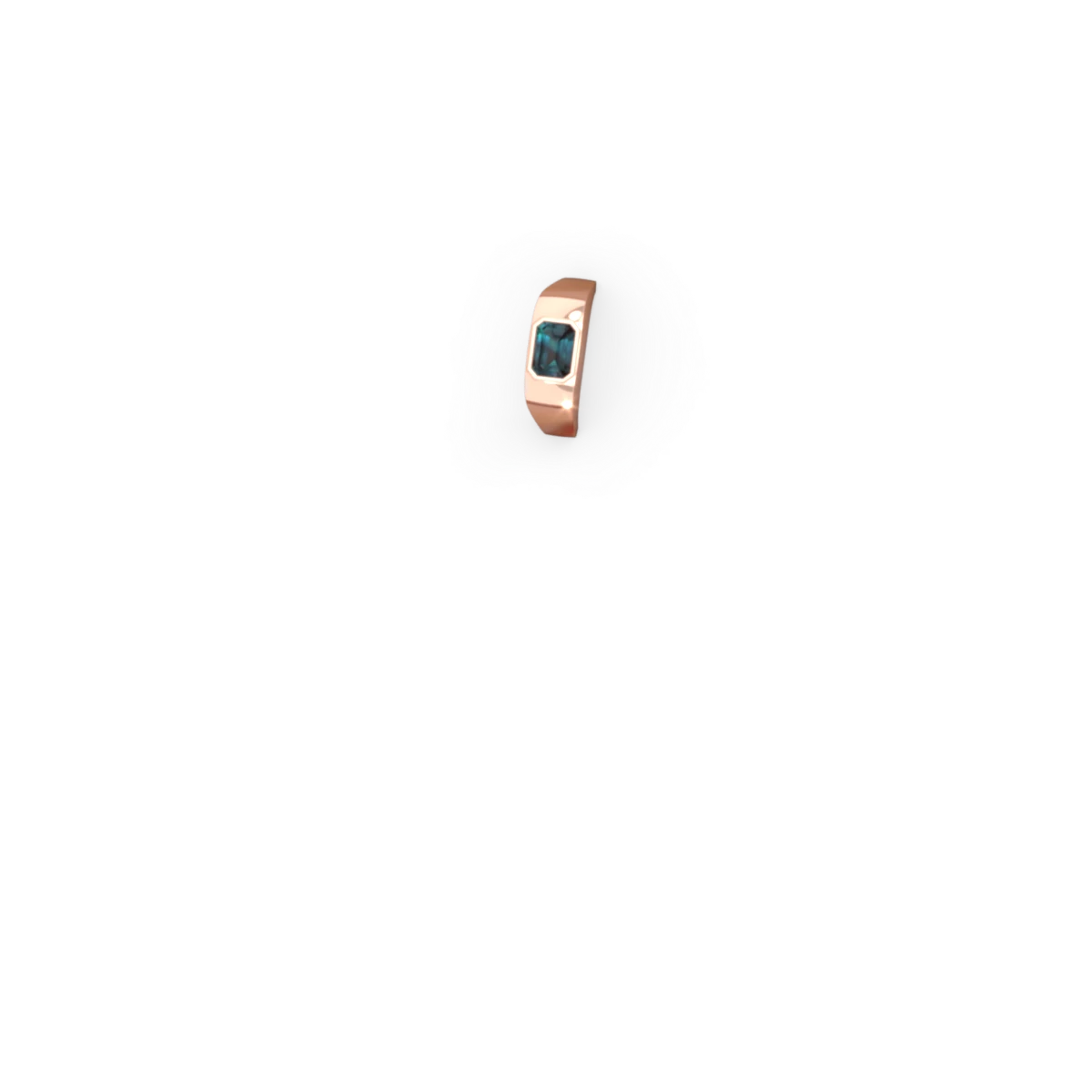Alexandrite Men's Emerald-Cut Bezel 14K Rose Gold ring R0410