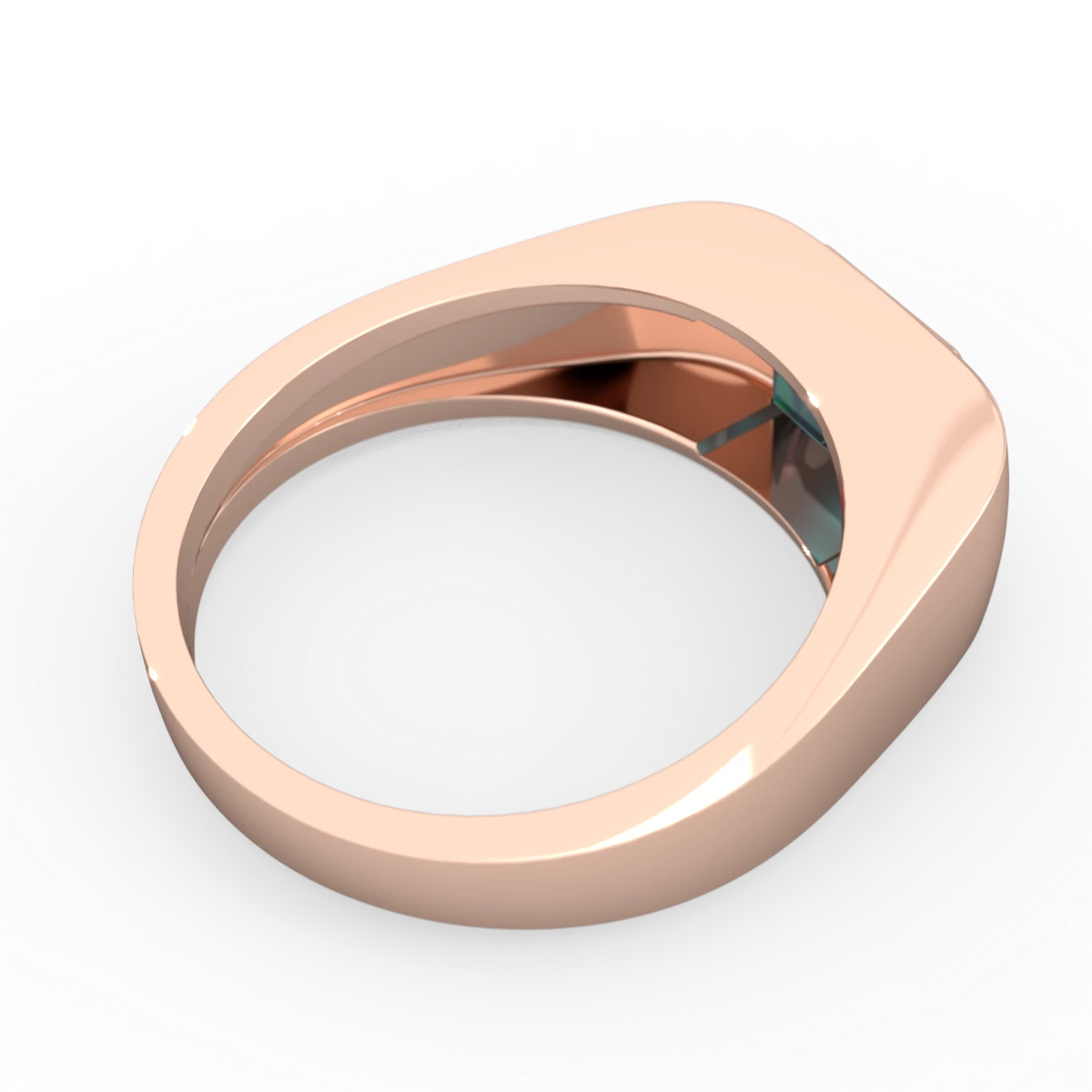 Alexandrite Men's Emerald-Cut Bezel 14K Rose Gold ring R0410